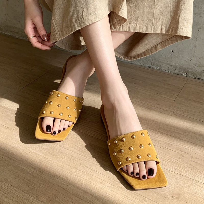 Women Shoes Size 7 - Women Square Toe Slippers Flats Sandals