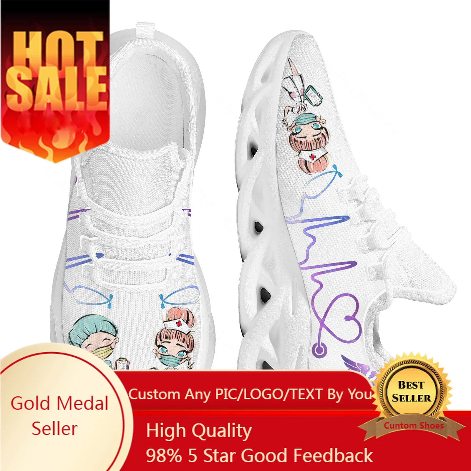 Women'S Shoes Nursing - Women White Nursing Shoes Cute Cartoon