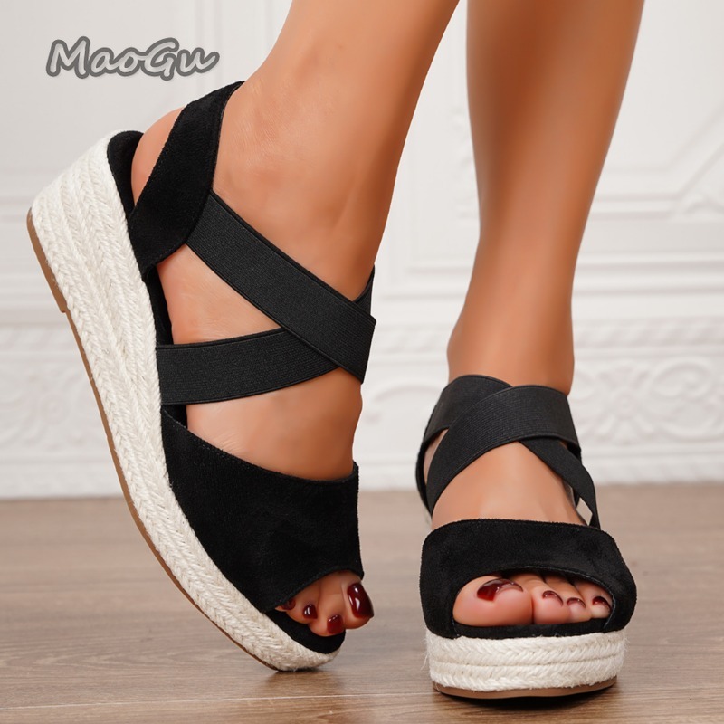 Women's Elastic Strap Espadril - Espadrille Wedge Shoes recension och pris