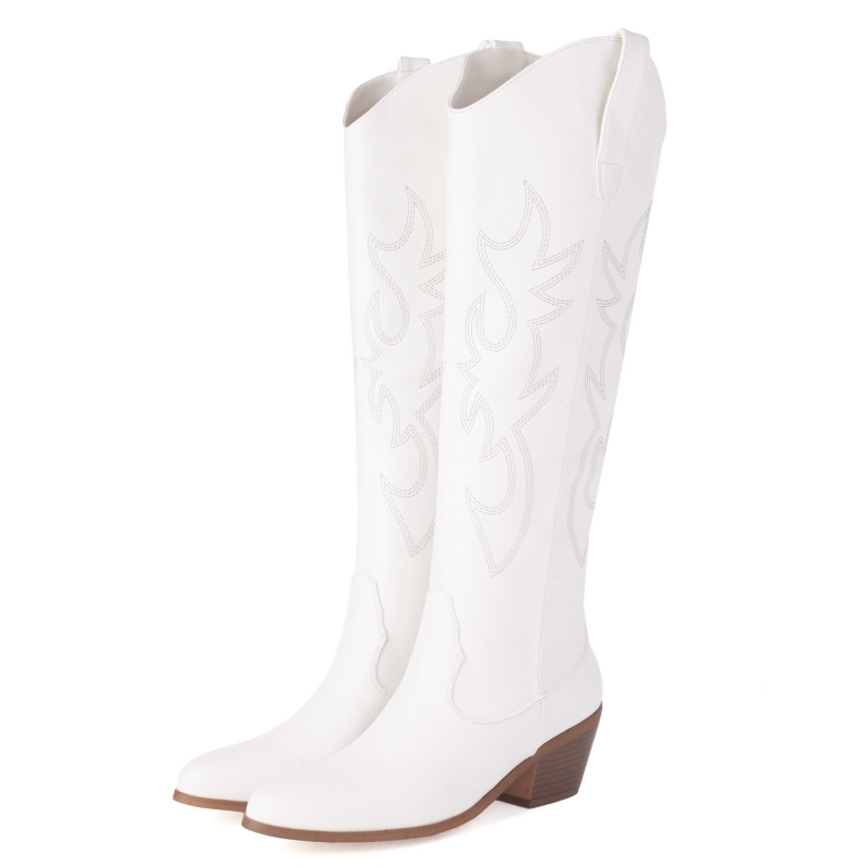 White Women's Knee High Boots  - Women Shoes Size 7 recension och pris