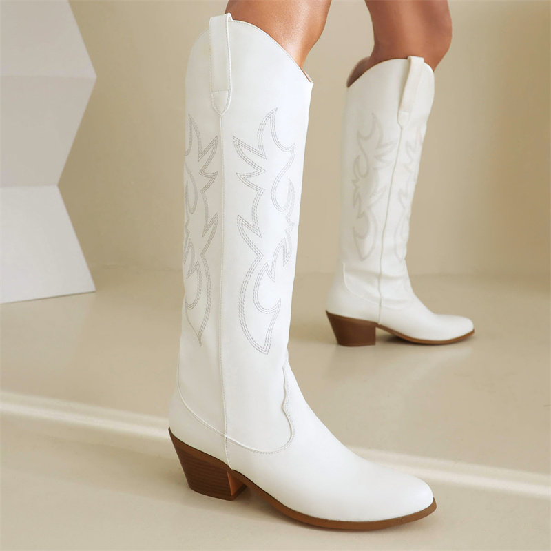 White Women's Knee High Boots  - Women Shoes Size 7 recension och pris