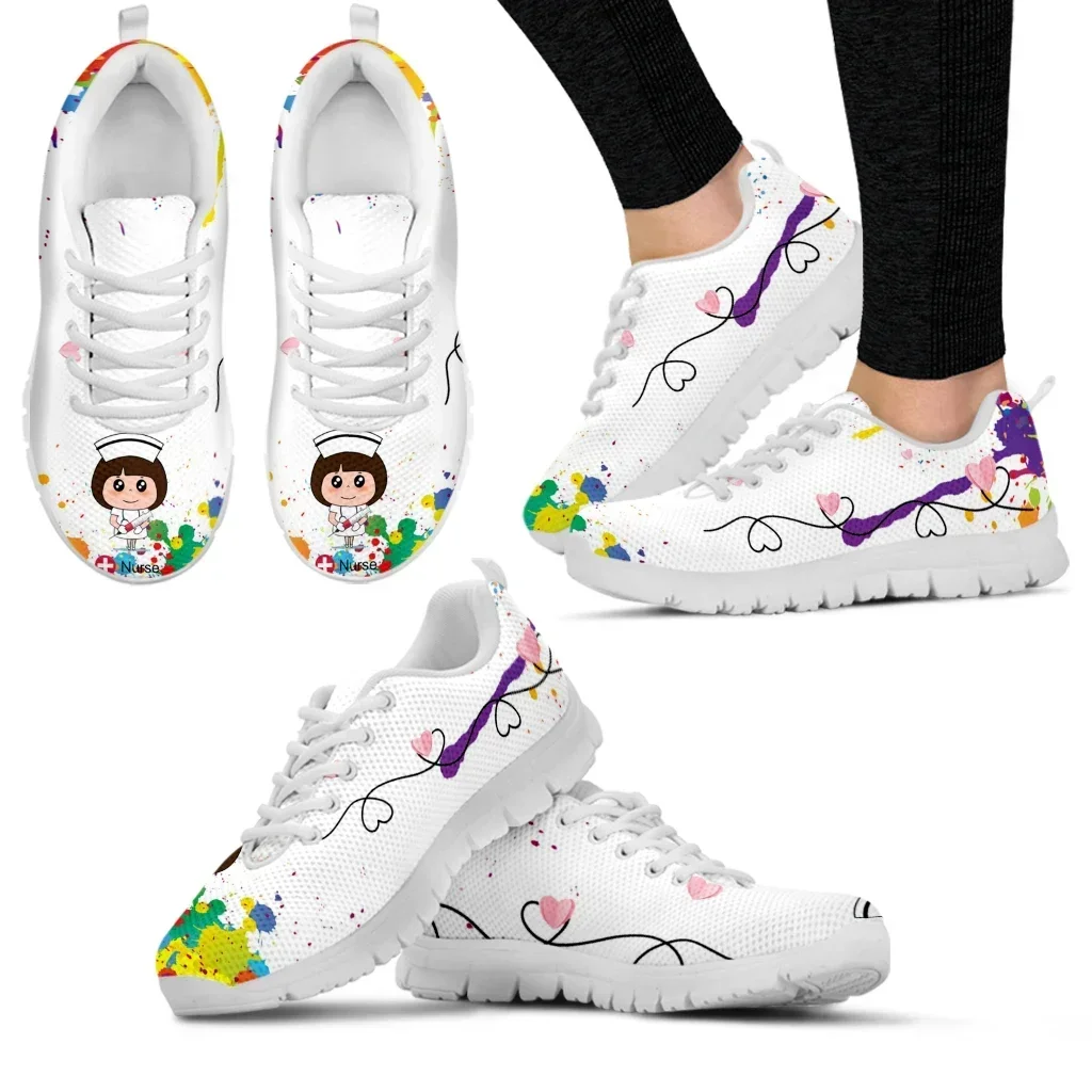 White Nurse Girl Love Pattern  - Women'S Shoes Nursing recension och pris