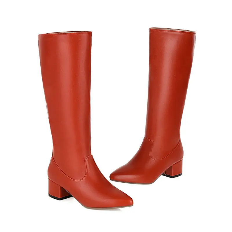 Soft PU Leather Red White Poin - Wide Fit Heels recension och pris
