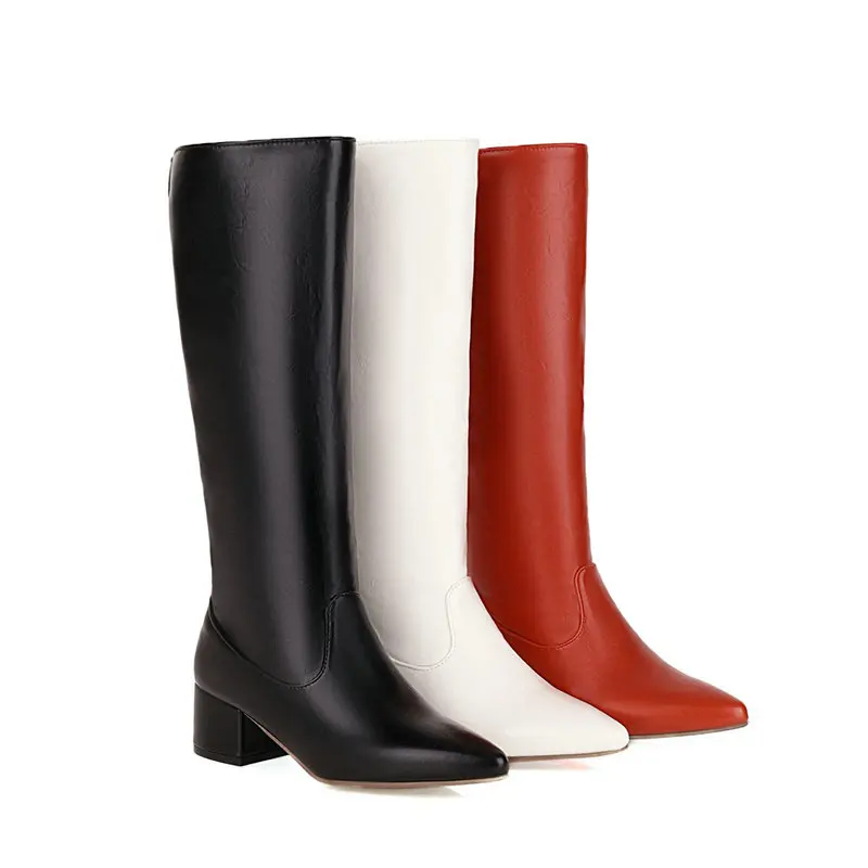 Soft PU Leather Red White Poin - Wide Fit Heels recension och pris