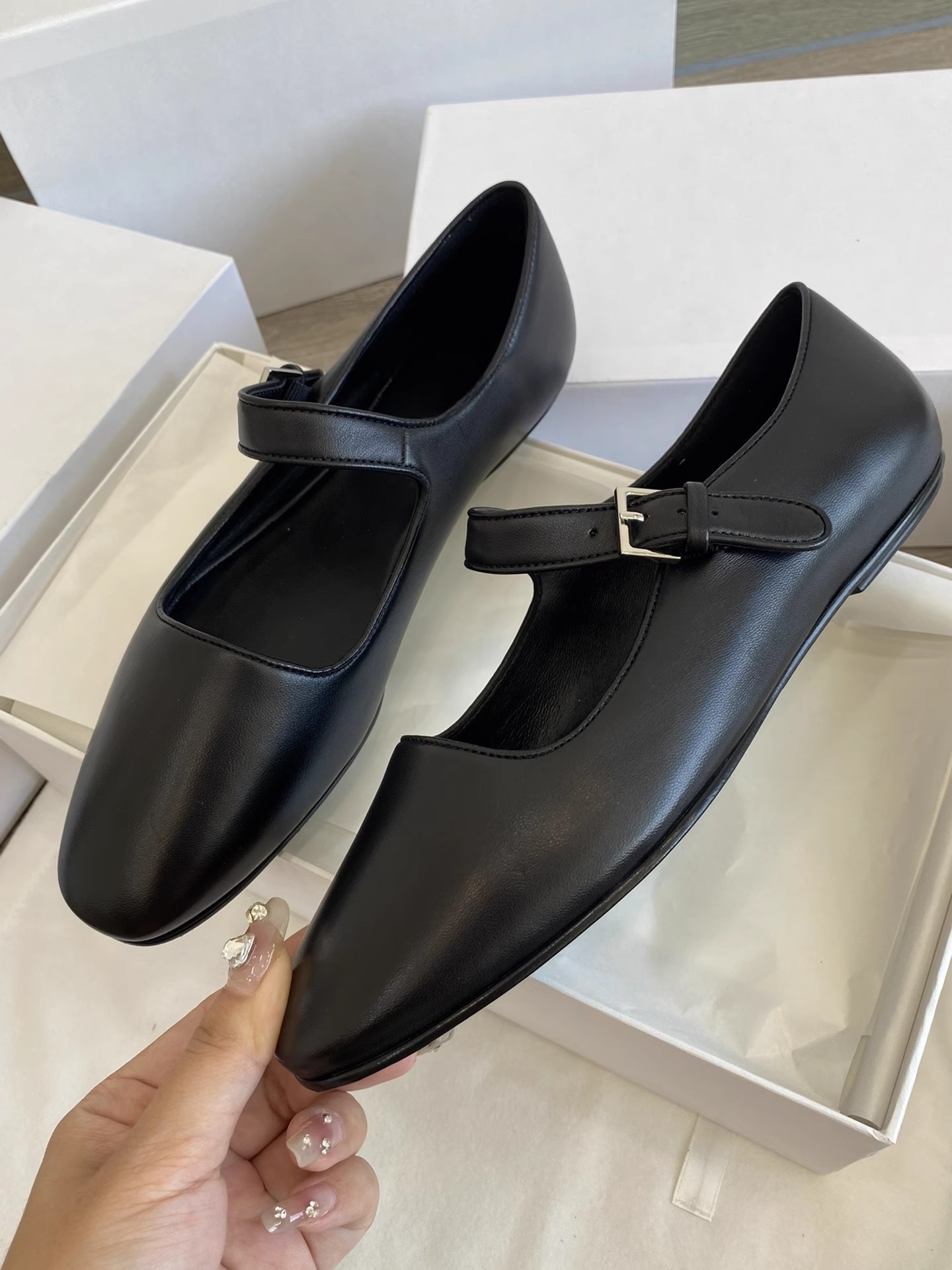 Simple Square Head Straw Leath - Ballet Flat Women recension och pris