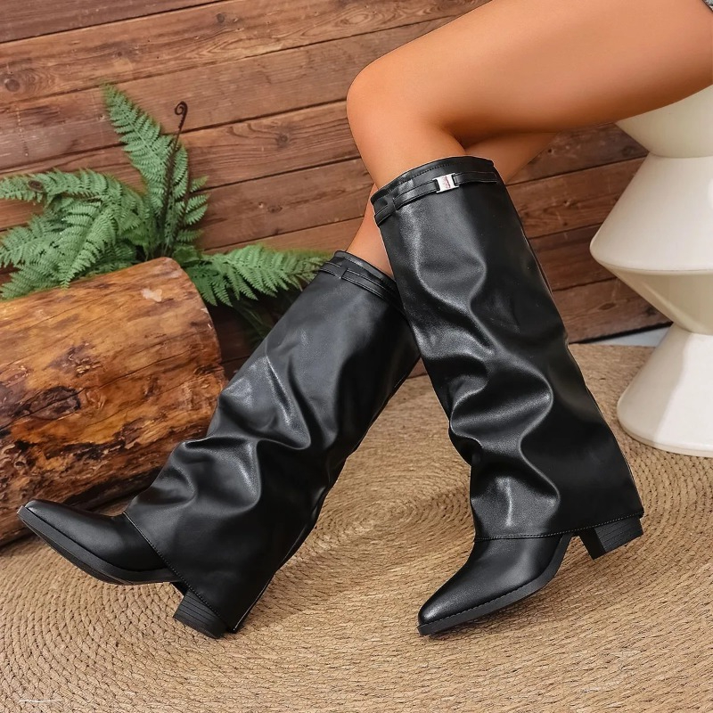 Women's Folding Knee-high Boot - Wide Fit Heels recension och pris