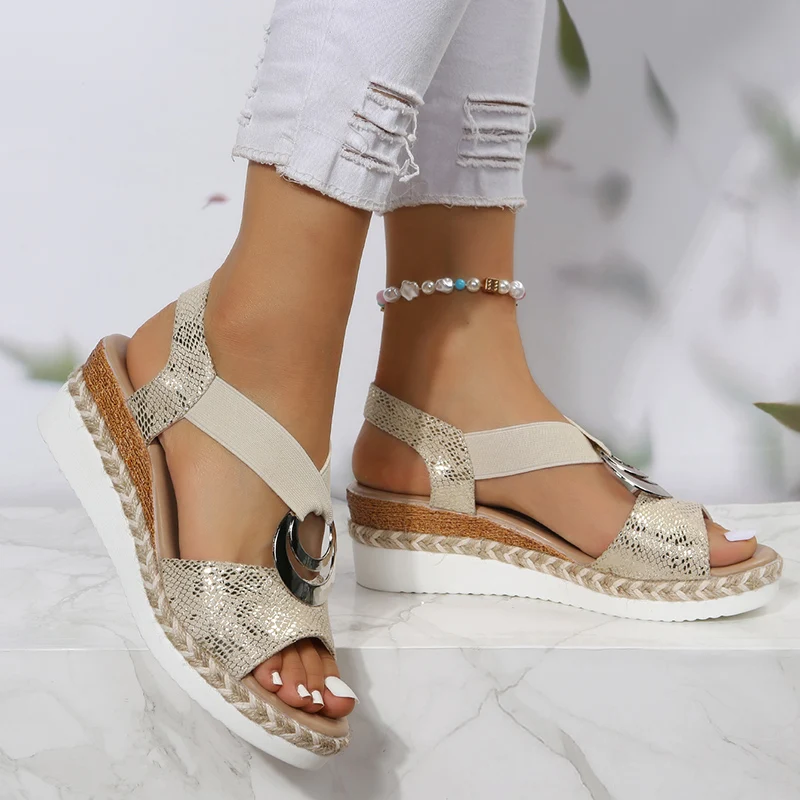 Metal Buckle Wedge Sandals for - Espadrille Wedge Shoes recension och pris