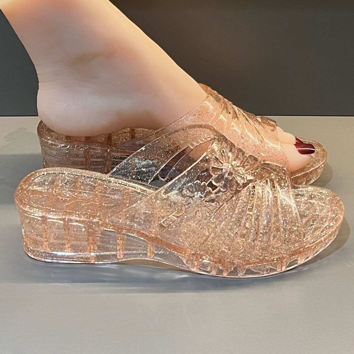 WFashion Purple Glitter Jelly  - Women'S Shoes For Flat Feet recension och pris