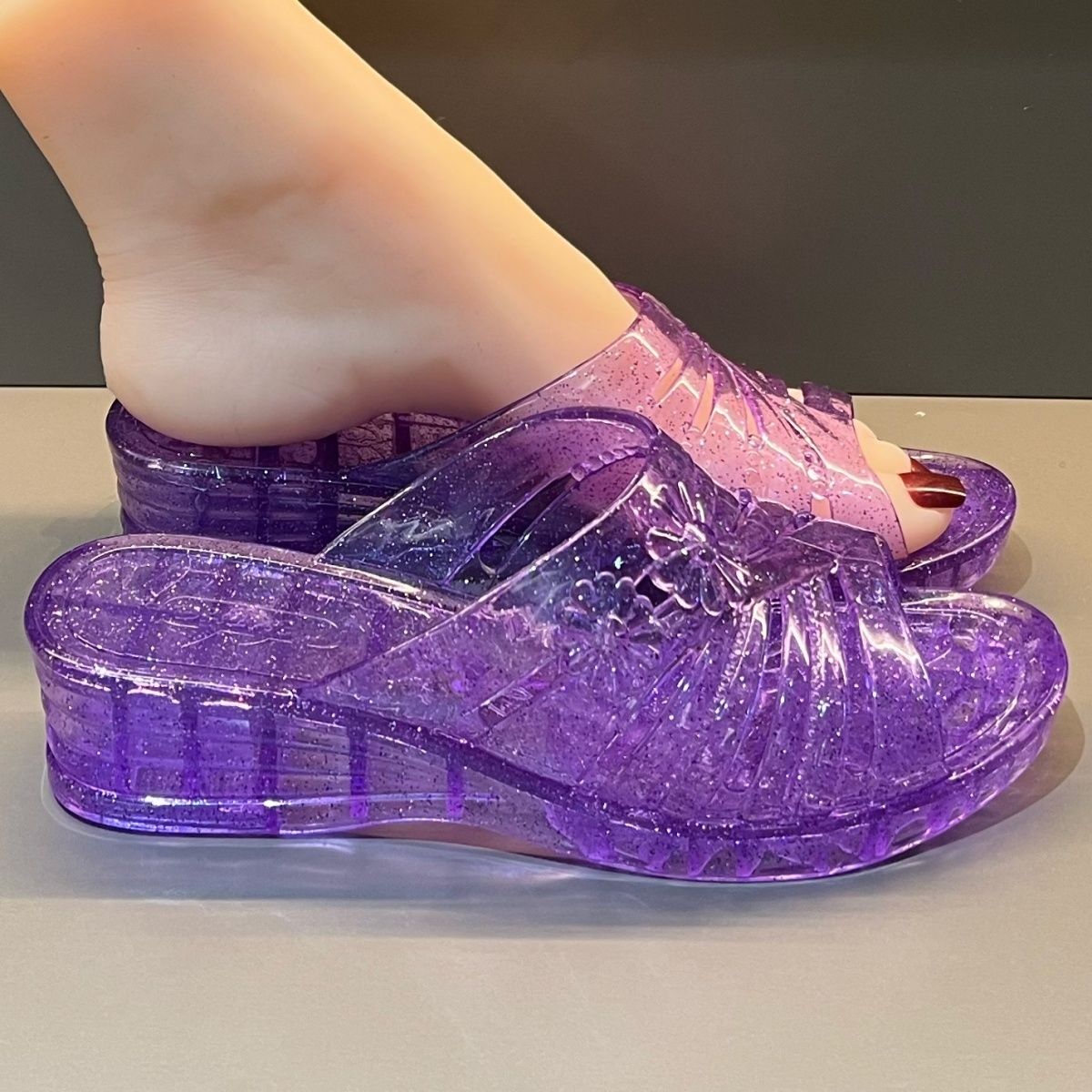 WFashion Purple Glitter Jelly  - Women'S Shoes For Flat Feet recension och pris