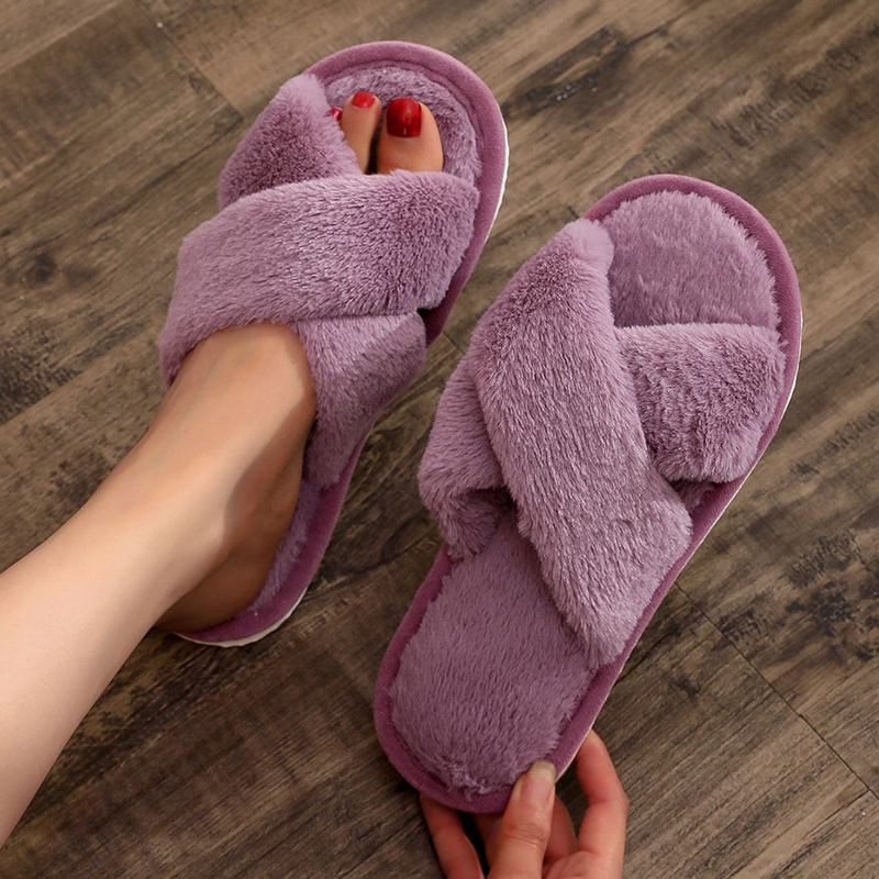 Autumn Winter Fluffy Fur Slipp - Women'S Shoes For Flat Feet recension och pris
